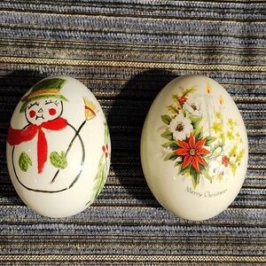 Festive Holiday Egg Decorations - Snowman and Floral Design